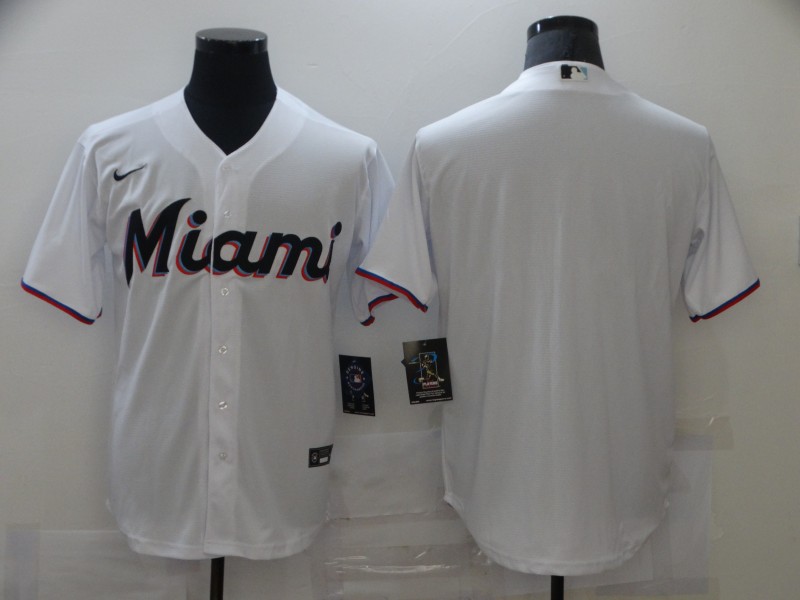 Men's Miami Marlins White Home Blank Jersey